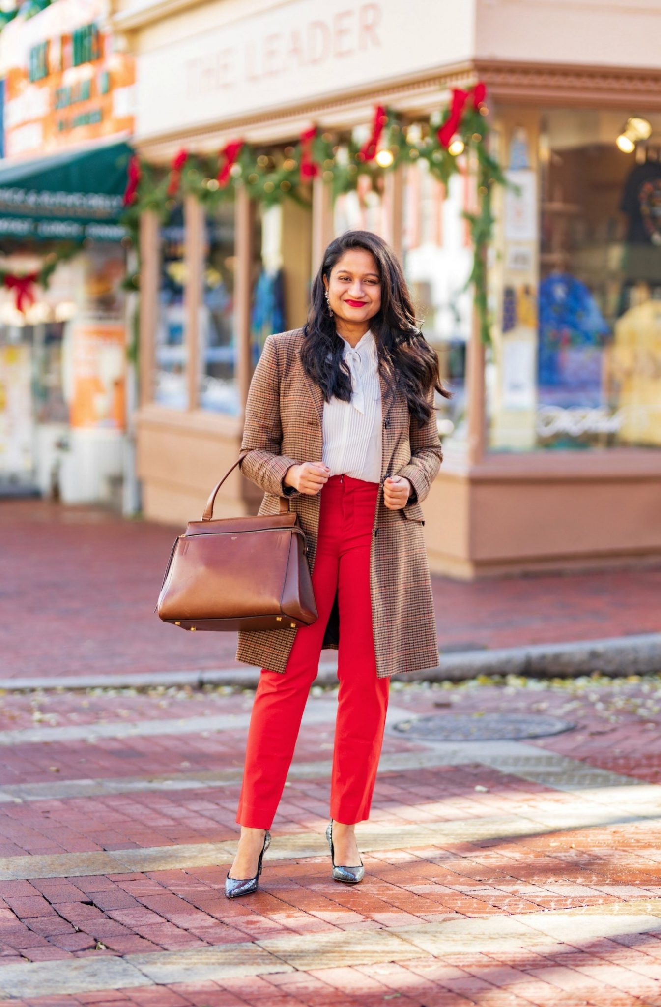 wearing Lauren Ralph Lauren Single Breasted Reefer Coat Banana republic red sloan trousers 1 scaled