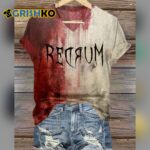 Women's Bloody Redrum Halloween Print Casual T-Shirt