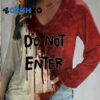 Womens Halloween Party Do Not Enter Bloody Print Long Sleeve Top