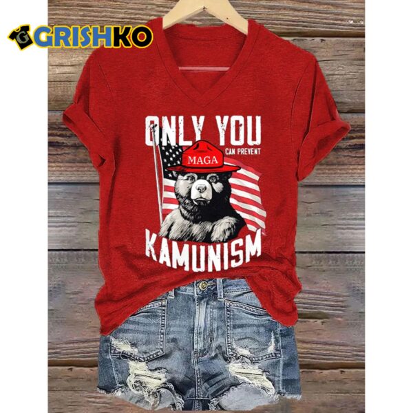 Womens Only You Can Prevent Kamunism Print T Shirt