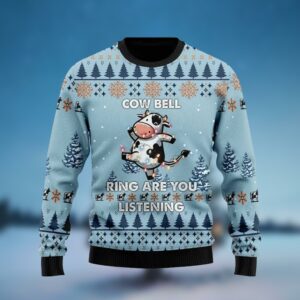 Cow Bell Ring Are You Listening Christmas Ugly Sweater 4 4