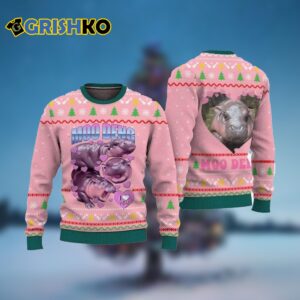 Moo Deng I Love You Ugly Christmas Sweater 4 4