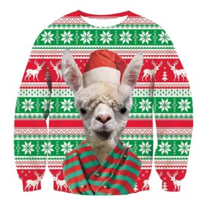 Alpaca Print Ugly Christmas Sweatshirt 1 17 11zon