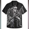 Black Mens Music Santa Claus Casual Shirt