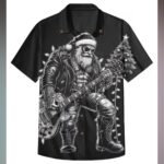 Black Men's Music Santa Claus Casual Shirt