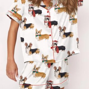 Christmas Corgi Satin Pajama Set