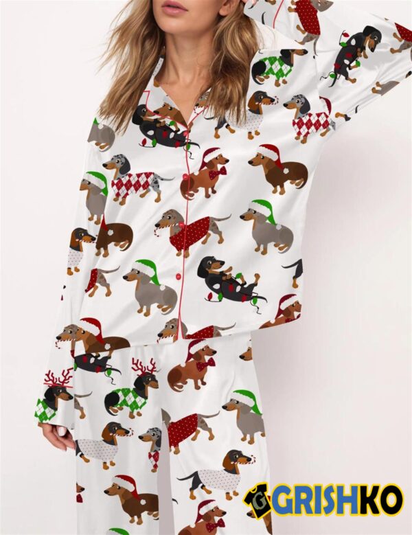 Christmas Dachshund Satin Pajama Set 2