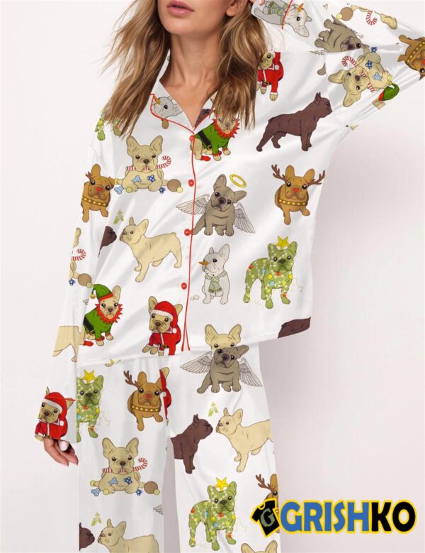 Christmas French Bulldog Satin Pajama Set 1