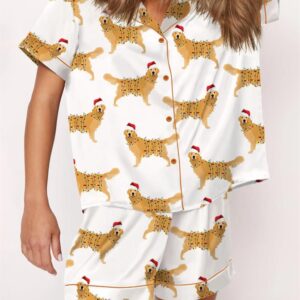 Christmas Golden Retriever Satin Pajama Set 1