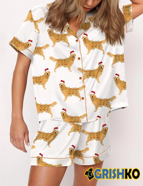 Christmas Golden Retriever Satin Pajama Set 1