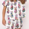 Colorful Abstract Golf Bag Satin Pajama Set