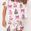 Coquette Pink Christmas Satin Pajama Set 2