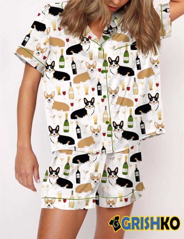 Corgis And Wine Pajama Set