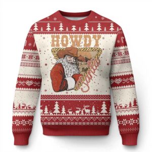 Cowboy Howdy Santa Ugly Christmas Sweater