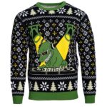 DJ T-Rex Print Ugly Christmas Sweatshirt