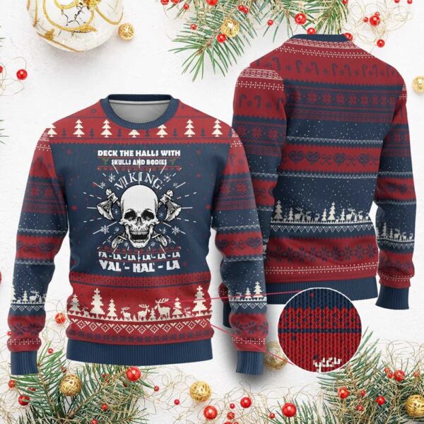 Deck The Halls With Skulls And Bodies Ugly Christmas Sweater