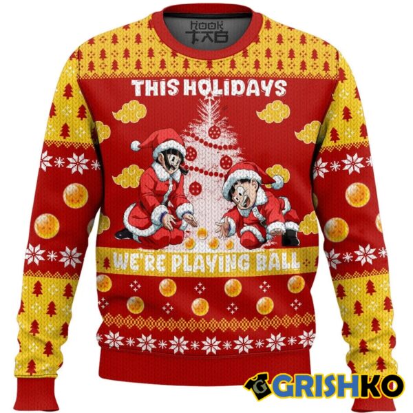 Dragon Ball This Lohiday Were Playing Ball Christmas Ugly Sweater