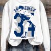 Fernando Valenzuela Baseball Print Round Neck Sweatshirt