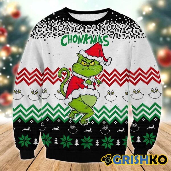 Get Grnch Cat Chonkmas Ugly Sweater