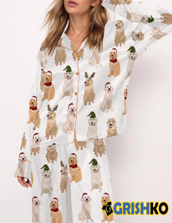 Golden Retriever Christmas Satin Pajama Set