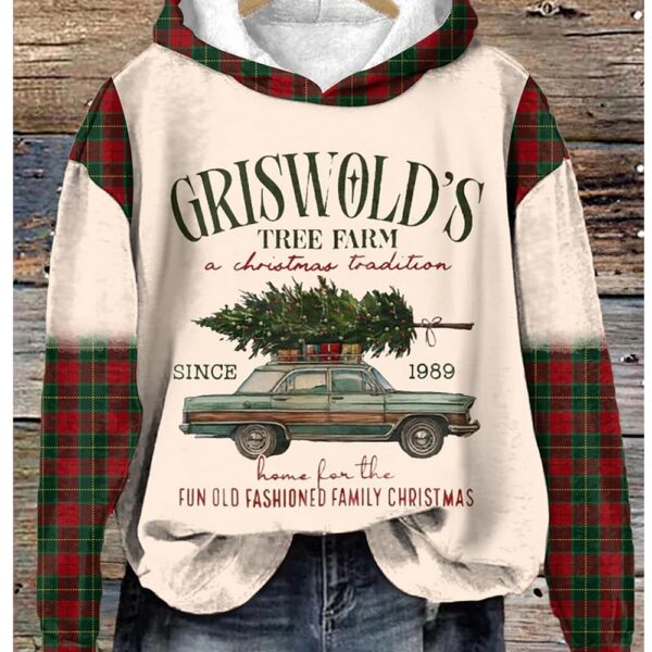 Griswold Christmas Tree Farm Long Sleeve Printed Hoodie