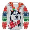 Husky Dog Print Ugly Christmas Sweatshirt