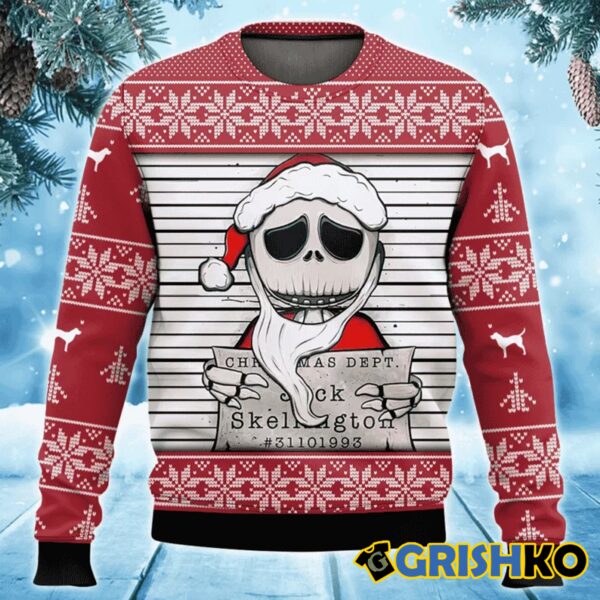 Jack Christmas Dept Skellington Nightmare Before Christmas Ugly Sweater