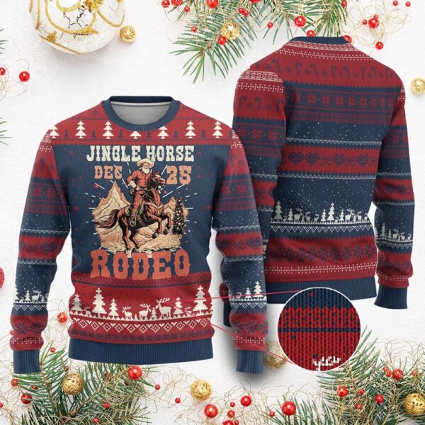 Jingle Horse Dec 25 Rodeo Ugly Christmas Sweater