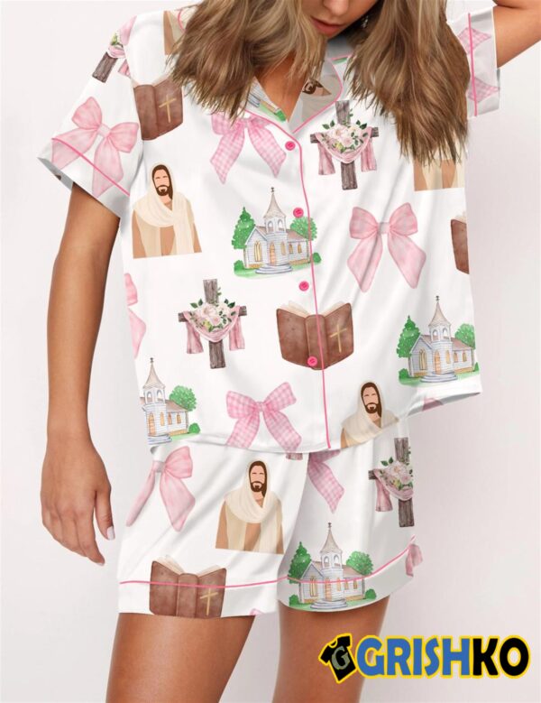 Let Me Tell You About My Jesus Satin Pajama Set For Women 1