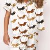 Longhaired Dachshund Print Satin Pajama Set 1