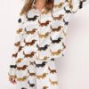 Longhaired Dachshund Print Satin Pajama Set 2