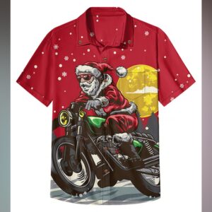 Mens Music Santa Claus Casual Shirt 1