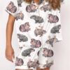 Moo Deng Baby Hippo Satin Pajama Set For Women 2