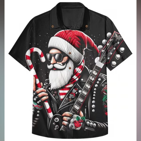 Music Mens Santa Claus Casual Shirt 1