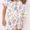 Pickleball Watercolor Satin Pajama Set