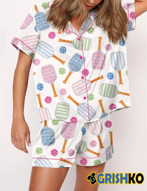 Pickleball Watercolor Satin Pajama Set