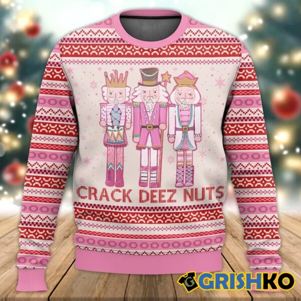 Pink Nutcracker Crack Deez Nuts Ugly Christmas Sweater