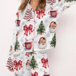 Retro Coquette Christmas Satin Pajama Set