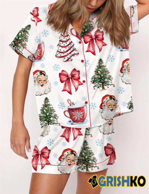 Retro Coquette Christmas Satin Pajama Set 2