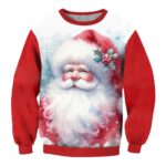 Santa Print Crew Neck Ugly Christmas Sweatshirt