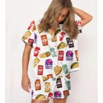 Taco Print Pajama Set For Women