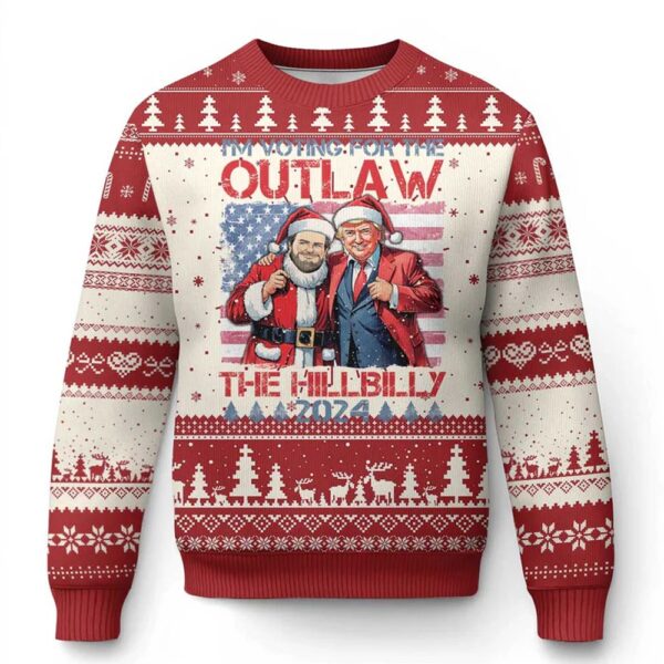 Trump 2024 I Voting For The Outlaw and The Hillbilly Ugly Christmas Sweater