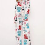 White Christmas Satin Pajama Set For Women