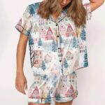 Women's Christmas Snow Night Satin Pajama Set
