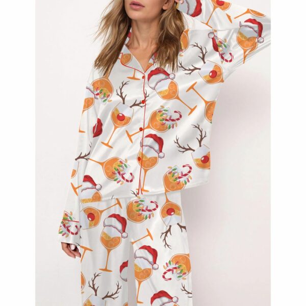 Aperol Spritz Christmas Satin Pajama Set For Women 2