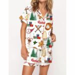 Baseball Christmas Satin Pajama Set For Women