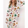 Baseball Christmas Satin Pajama Set For Women 2