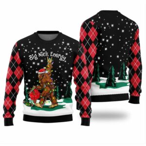 Big Nick Bigfoot Energy Ugly Christmas Sweater 1 1