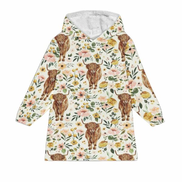 Boho Highland Cow Blanket Hoodie