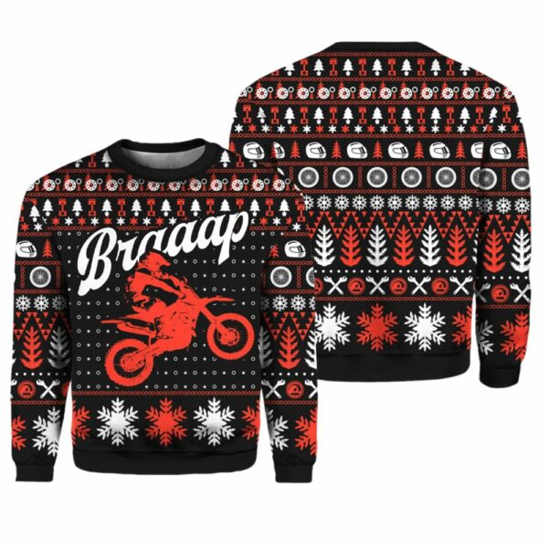 Braaap Moto Red Version Ugly Christmas Sweater 1 1